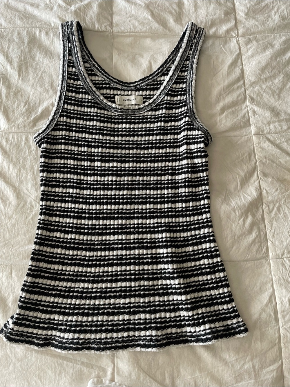 Everlane Black & White Striped Knit Tank